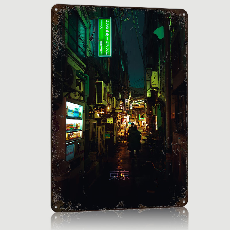 Retro Gaming Tokyo - Poster Cetak Teks Tokyo Backstreet, Seni