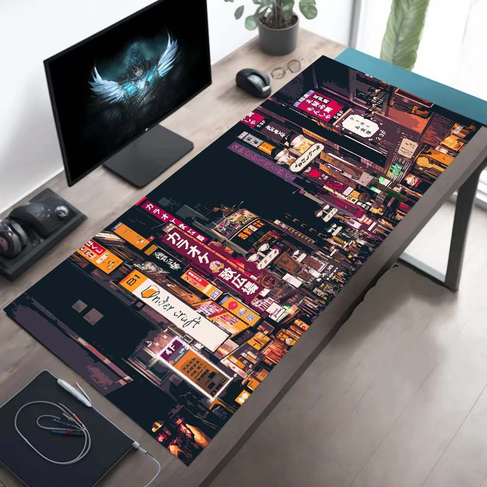 Retro Gaming Tokyo - Mousepad Neon Tokyo Pixel, tikar meja
