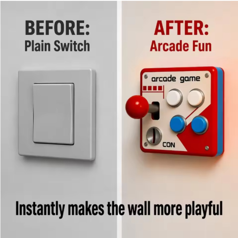 Retro Gaming Style - Penutup Pelat Sakelar Joystick Arcade Retro,