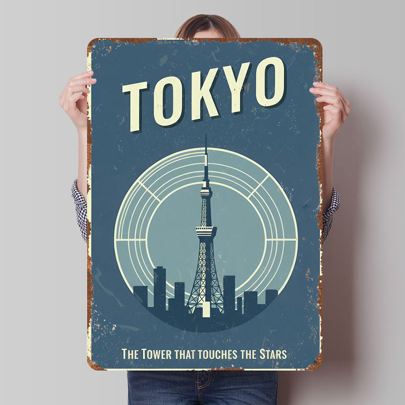 Retro Gaming Tokyo - Poster Cetak Vintage Tokyo Tower, Seni