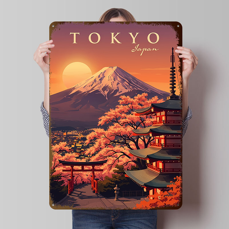 Retro Gaming Tokyo - Poster Logam Vintage Tokyo Jepang untuk