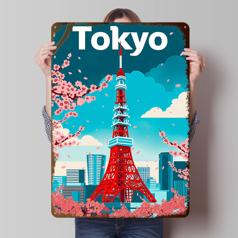 Retro Gaming Tokyo - Poster Kaleng Perjalanan Tokyo Seni Dinding