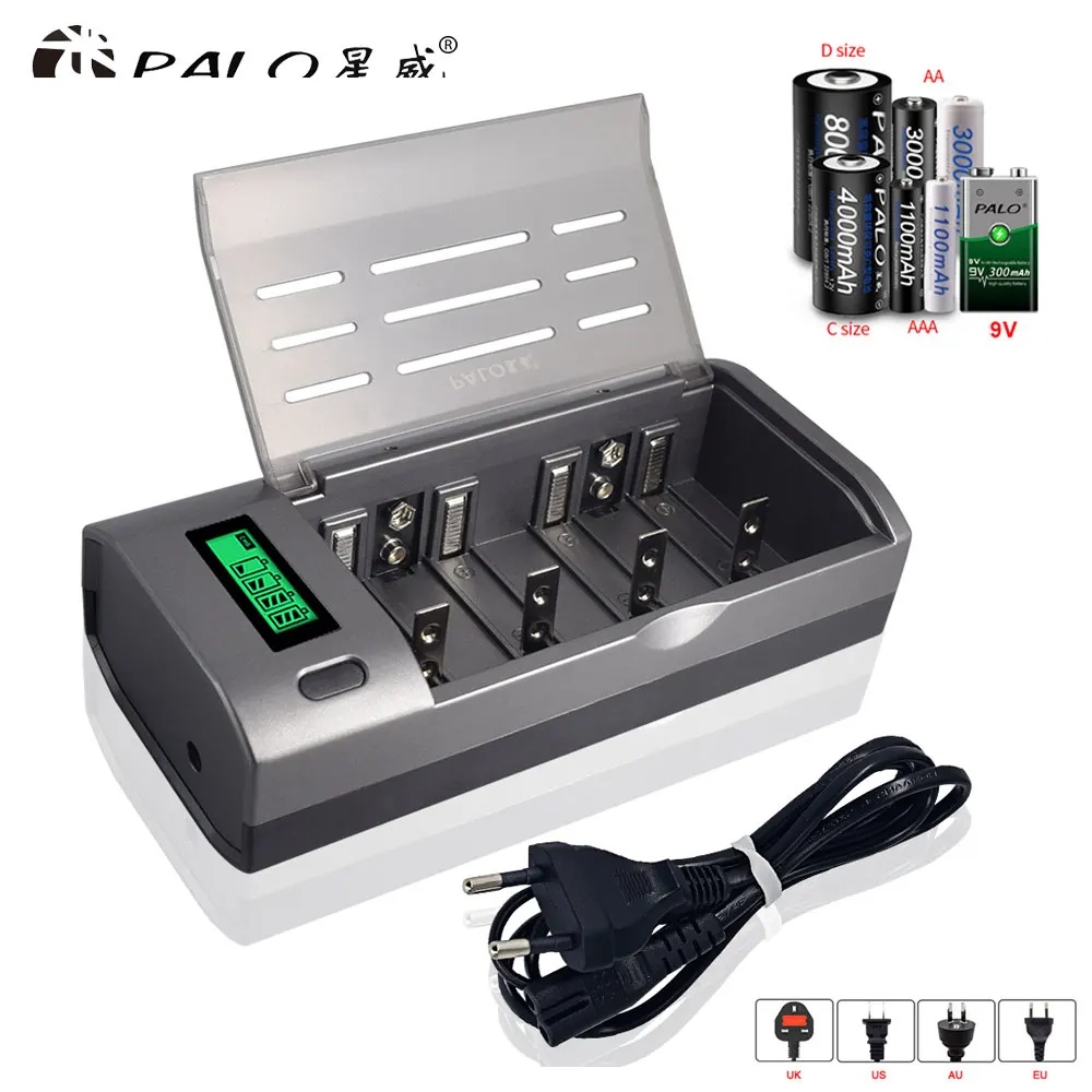 Rechargeable Battery Aa - PALO Pengisi Daya Pintar Layar LCD