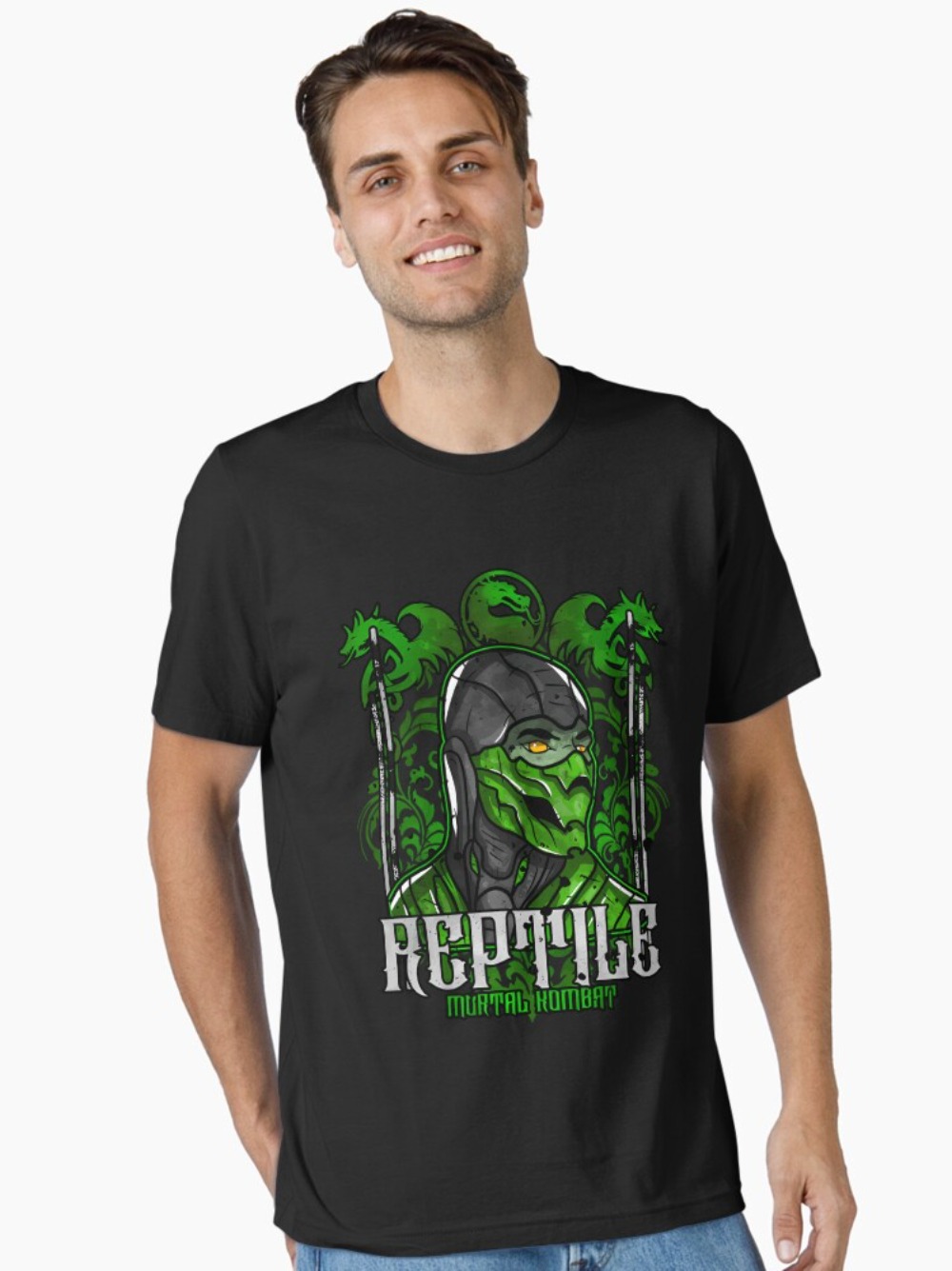 Kaos Cetak Potret Reptile Mort - Retro Gaming Style ulasan dan harga