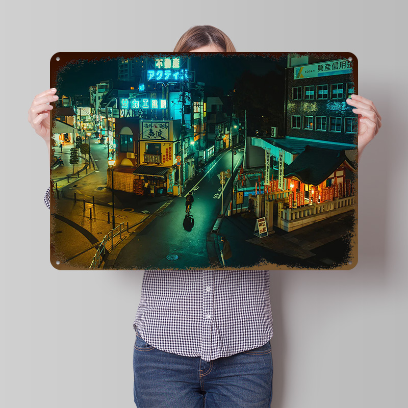 Poster Logam Kota Cyberpunk To - Retro Gaming Tokyo ulasan dan harga